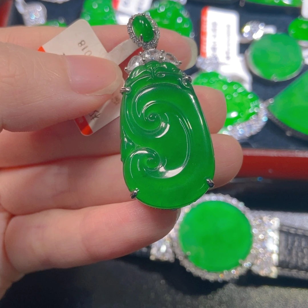翡翠银S925镶嵌吊坠(不含链)