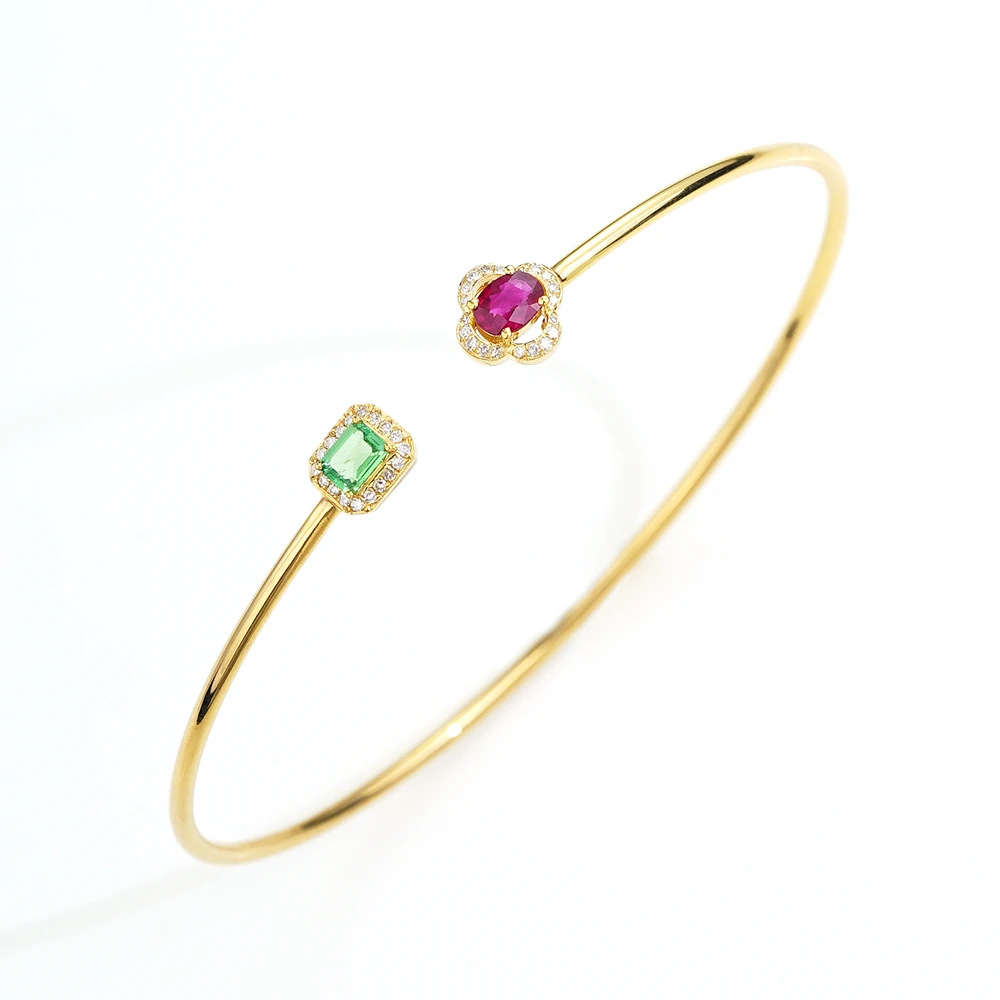 原创轻奢 【合欢】18K金钻石沙弗莱红宝石手镯（30分）46594