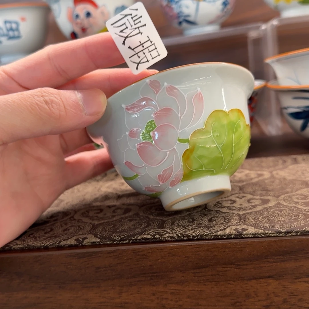 釉下手绘茶具微瑕