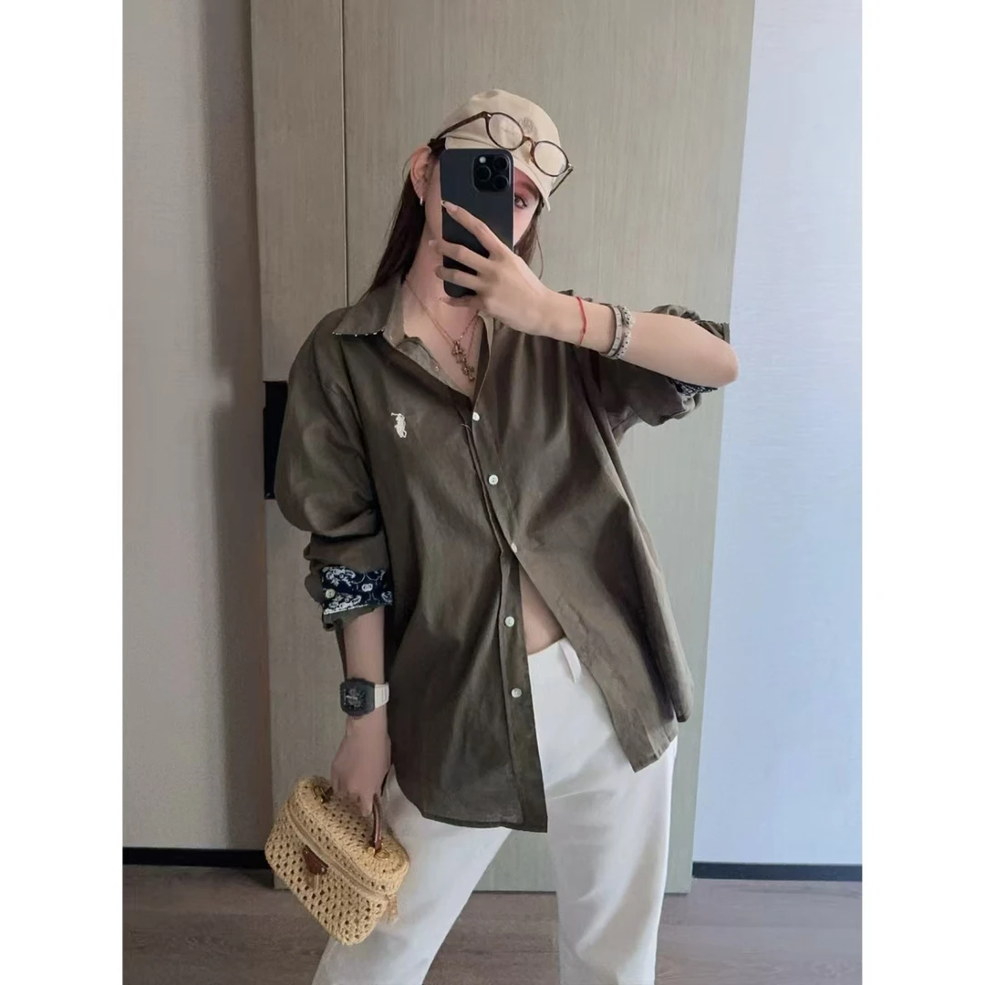 早秋设计感松弛时尚百搭宽松长袖衬衫外套Y3297
