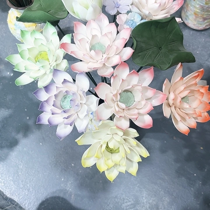 源头工厂陶瓷手工永生花连花带盆