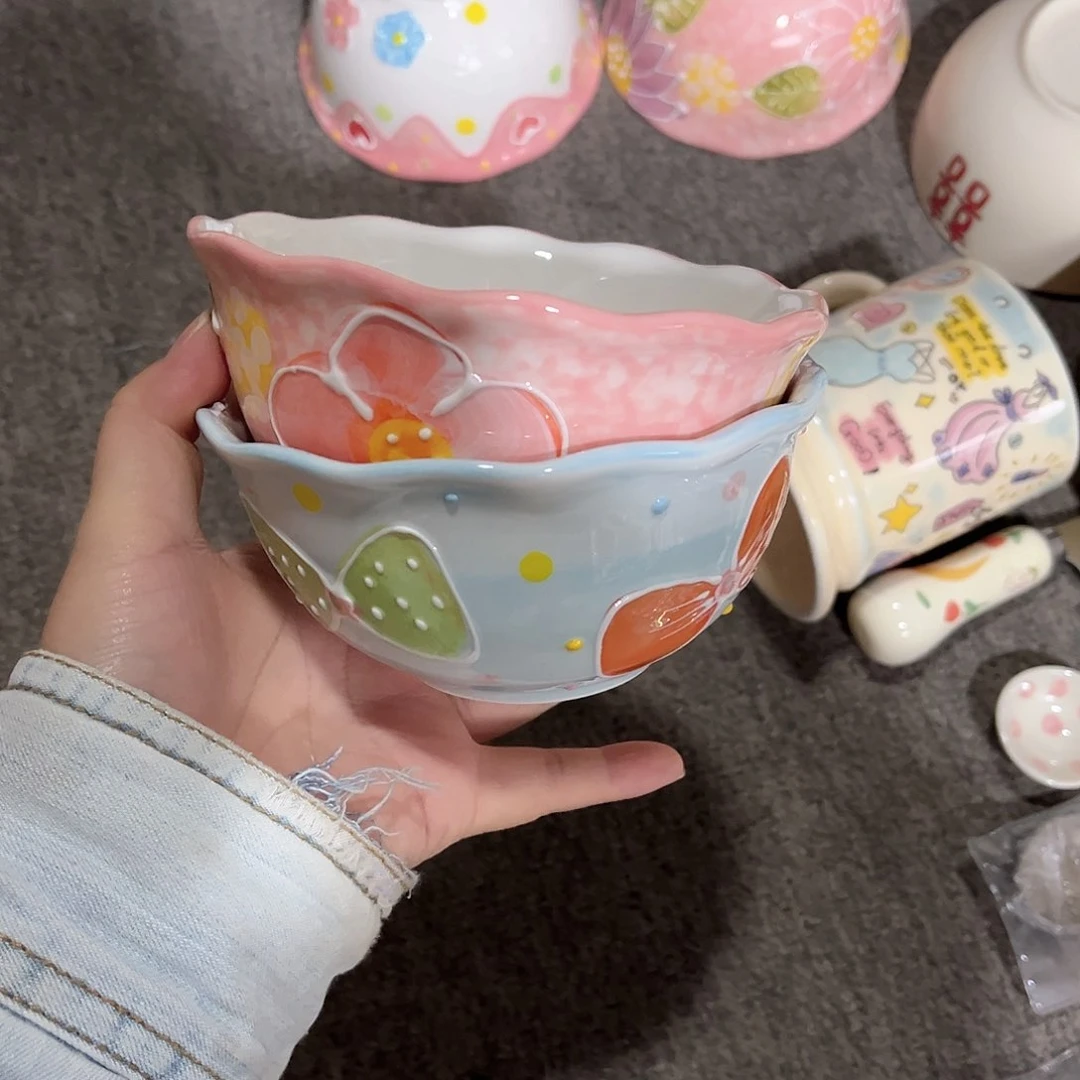 手工手绘款陶瓷餐具5寸2个