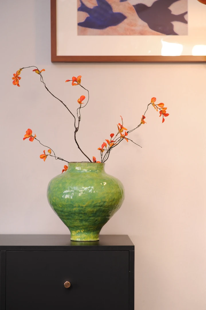景德镇手工艺术感青绿花瓶大号（高30cm口径13cm肚33）
