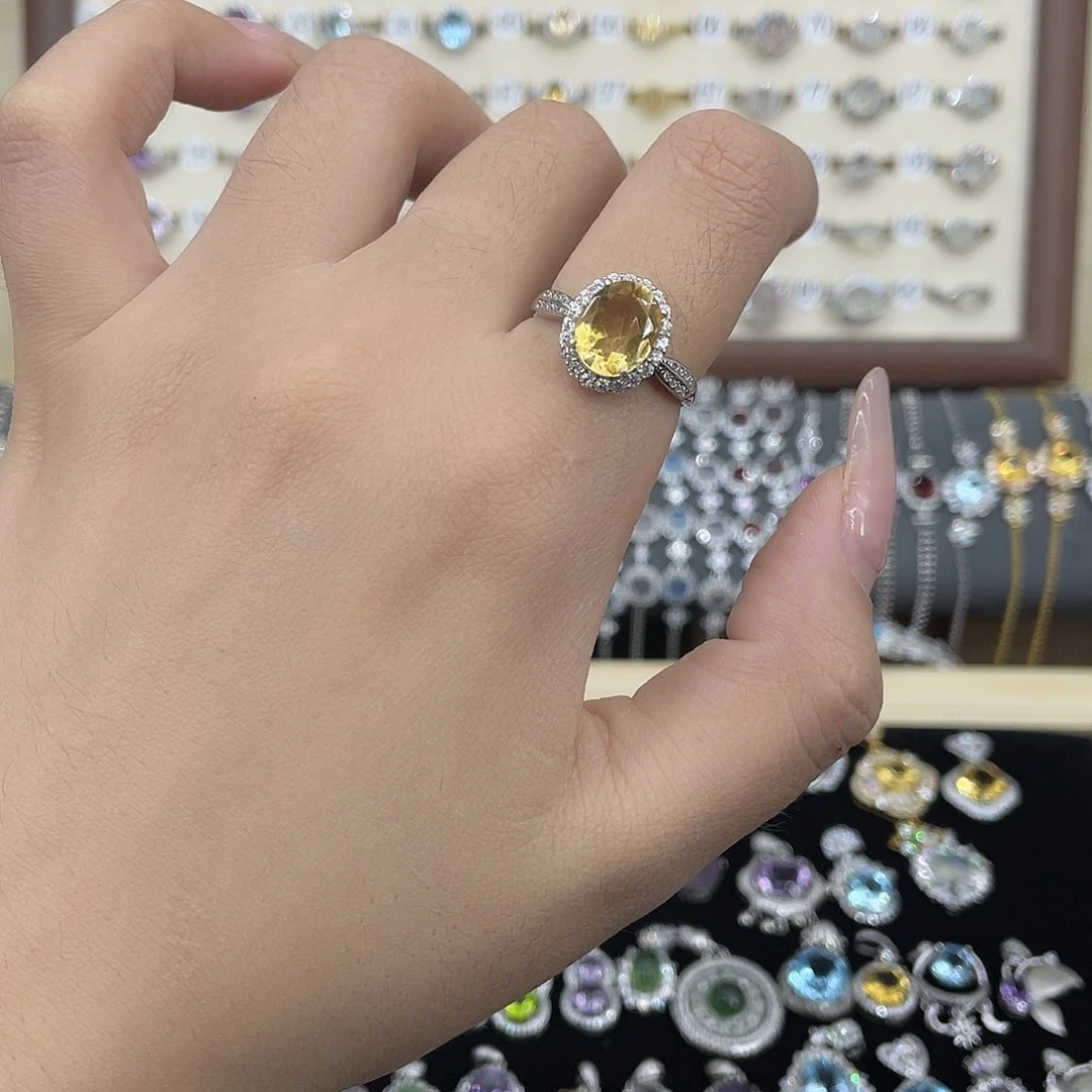 戒指银S925镶嵌黄晶