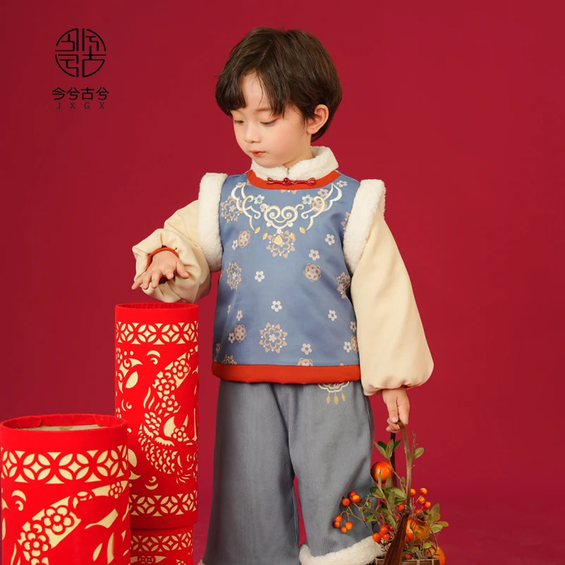 【锦年】今兮古兮国风拜年服儿童冬季女童过年汉服男童新中式唐装