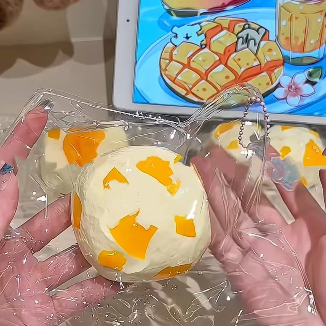 芒果酸奶球捏捏乐小红书同款解压玩具食品级硅胶纯手工新款高颜值