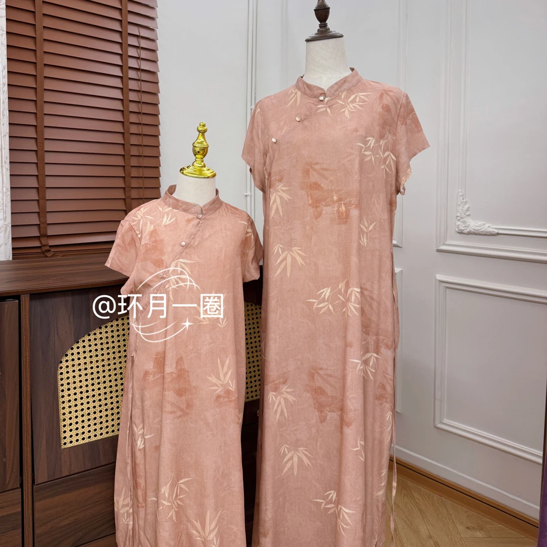 (女童款）高品质国风绵绸连衣裙可爱感春夏人造棉宽松复古透气裙子