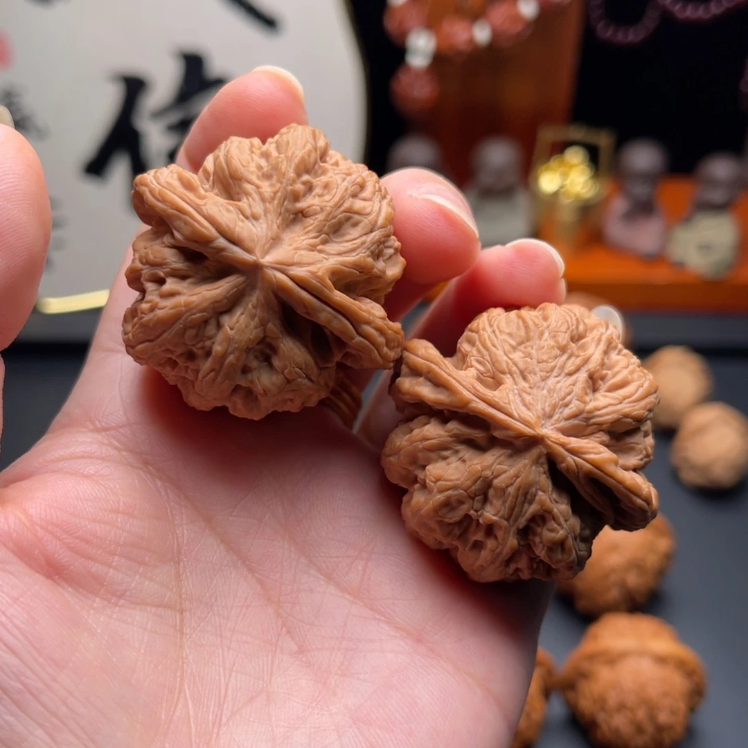 文玩核桃把件粗筋全品白茬