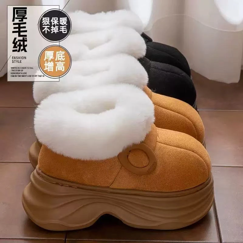 超火爆款棉鞋女2025新款冬季外穿全包跟保暖加绒厚底增高棉鞋