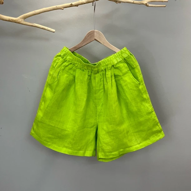 麻艺-夏款100苎麻双层短裤纯色宽松休闲裤子百搭苎麻女装