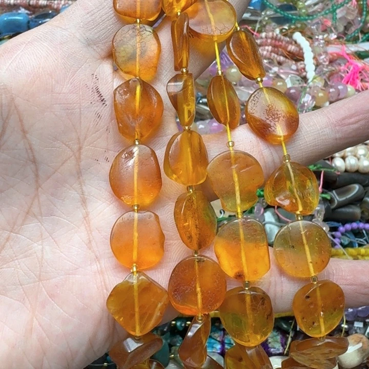 合金玛瑙/玉髓珠宝半成品一条15mm蜜蜡