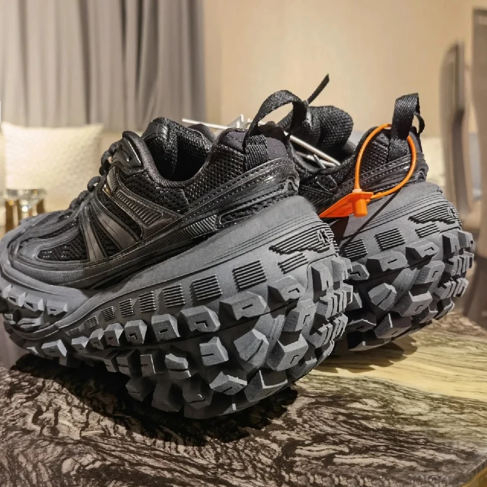 巴黎轮胎鞋男2025冬季新款厚底复古坦克榴莲休闲时尚做旧老爹鞋女