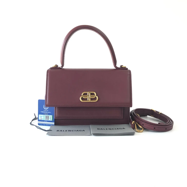 95新 Balenciaga/巴黎世家 安洁利严选 酒红Kelly手提包WHL409511