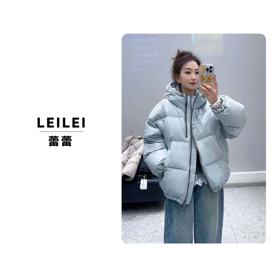 2025【蕾蕾家】冬季时尚洋气休闲百搭双拉链加厚连帽羽绒服