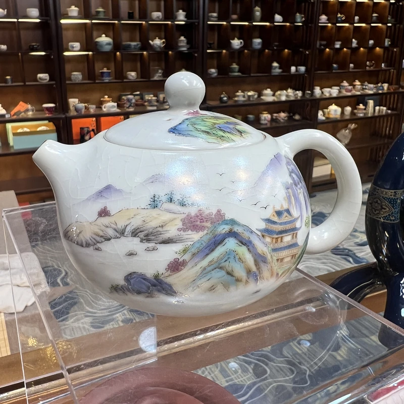 天青汝窑凤鸣西施壶茶壶茶具@@1374