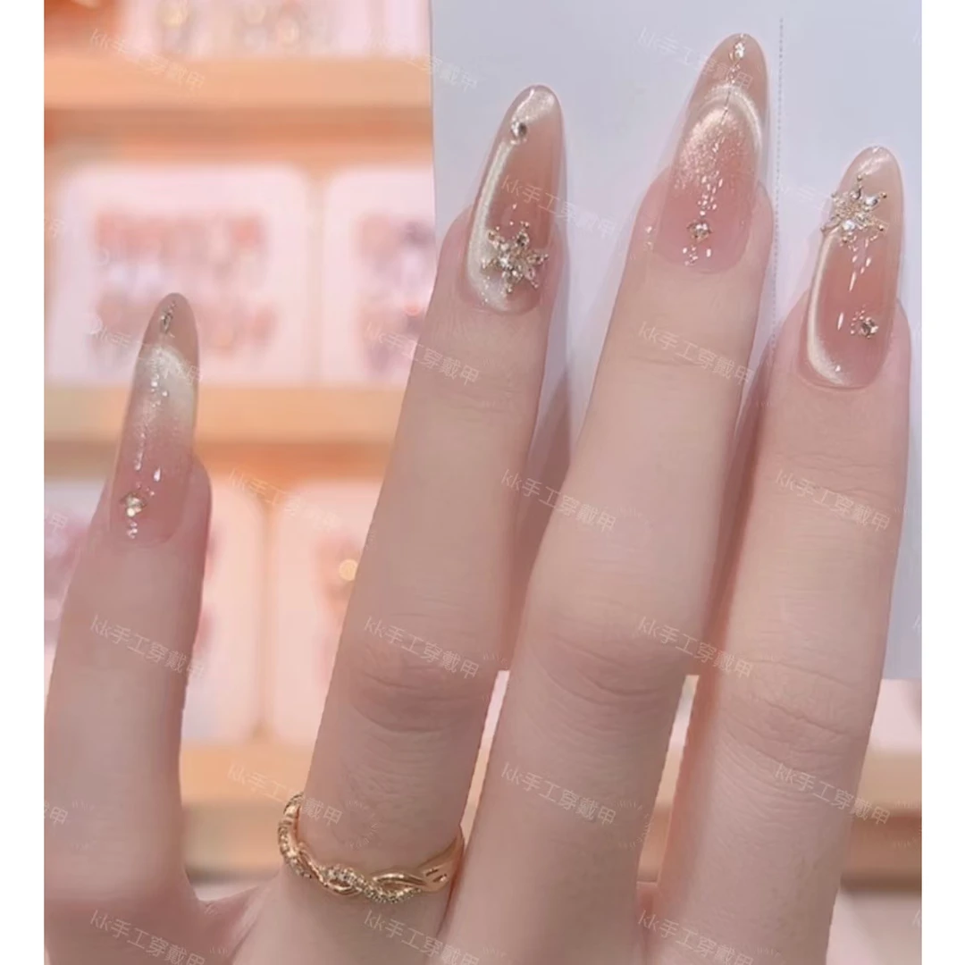 【巴黎旧梦】纯手工圣诞雪花锆石拼钻显白轻奢穿戴美甲