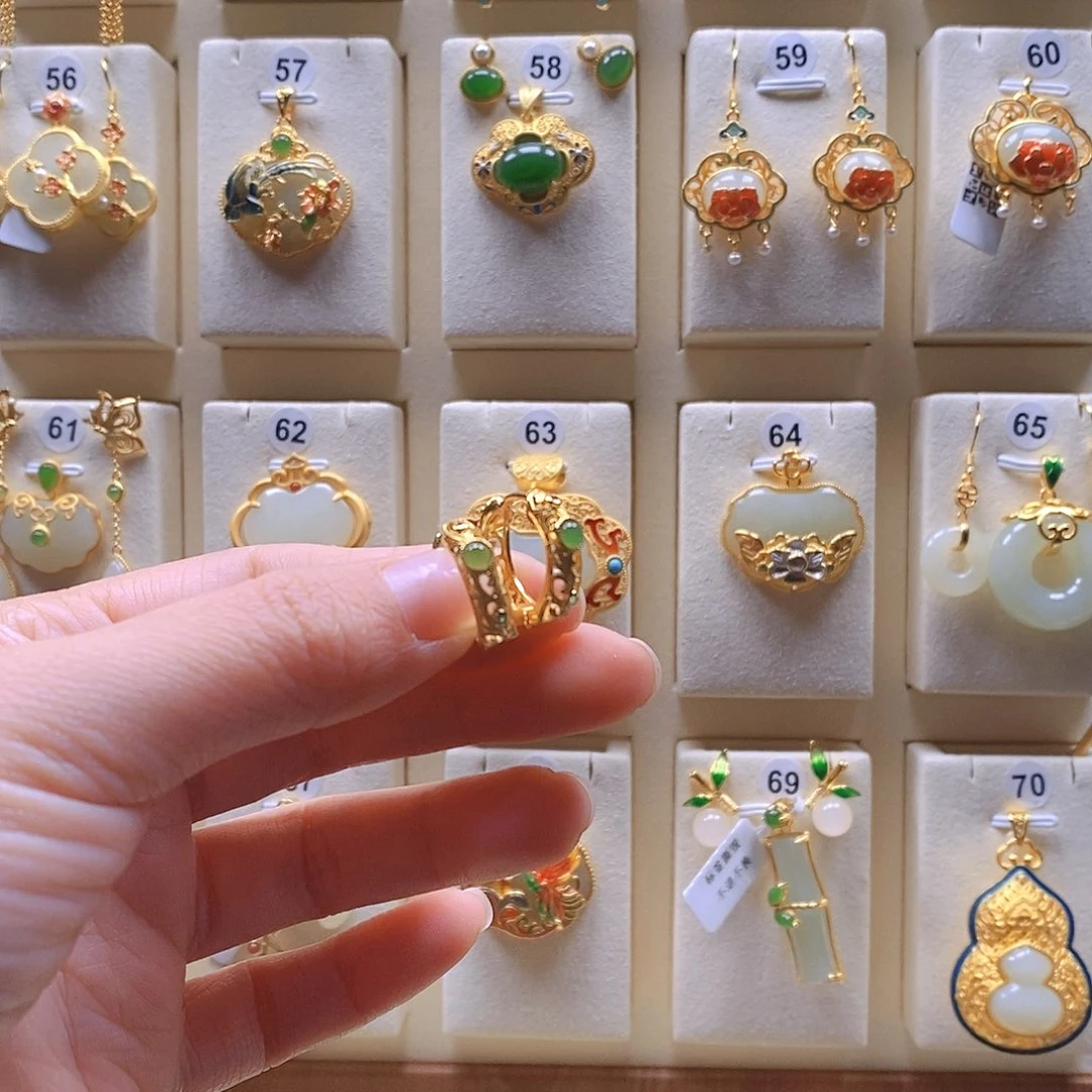 和田玉颈饰银S925镶嵌