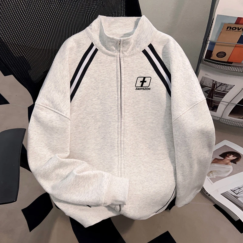 jtrt潮牌撞色拉链立领卫衣男女宽松开衫秋冬新款美式休闲情侣外套