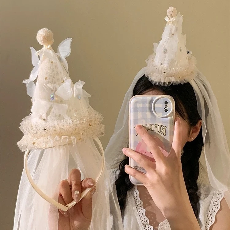 生日系列~樱桃蛋糕帽子蕾丝发夹拍照创意头发箍可爱儿童可爱儿童