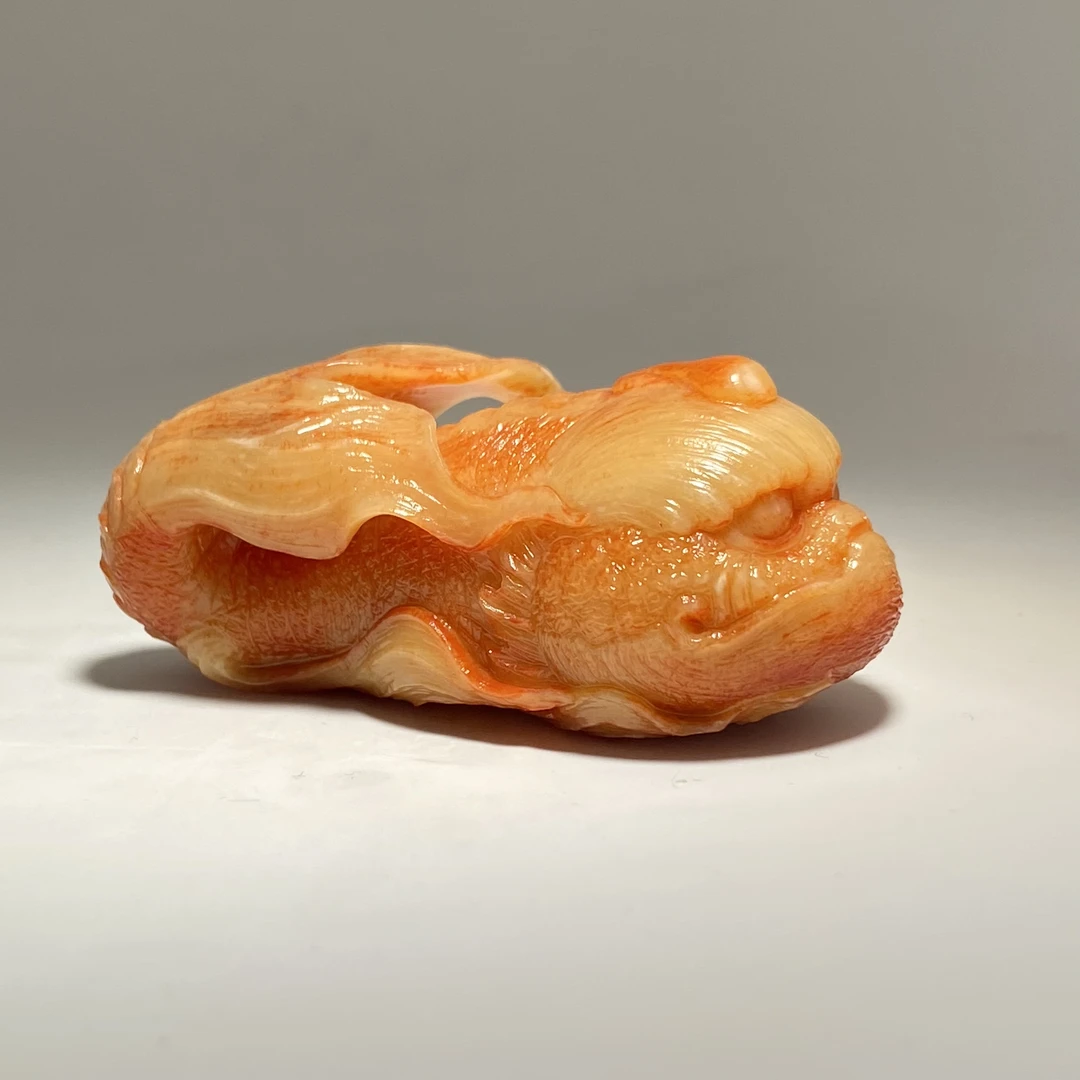 猛犸牙雕粉咖鲲27*65*27mm小摆件假一罚四X1279