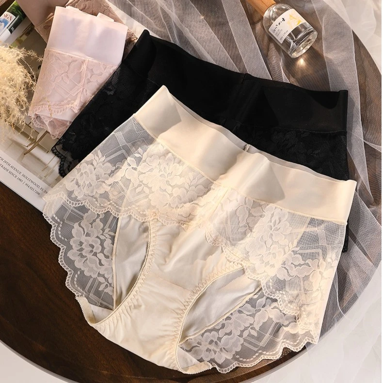大码高腰蕾丝内裤女士薄款透气提臀收腹无痕舒适夏200斤