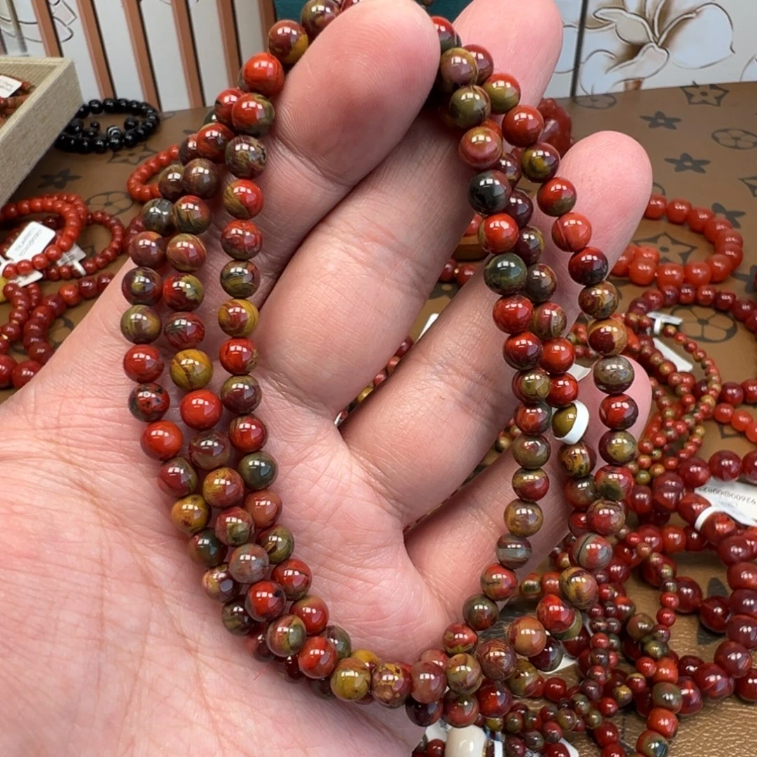 无***。南红玛瑙未镶嵌手链包浆上村5.8mm