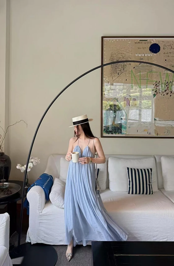 Balance极简天丝可调节鱼骨吊带裙 8999（福福）