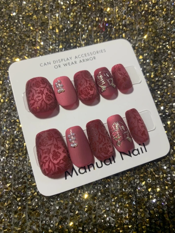 【鸿福祥瑞】UU·玫瑰限定纯手工穿戴美甲10片