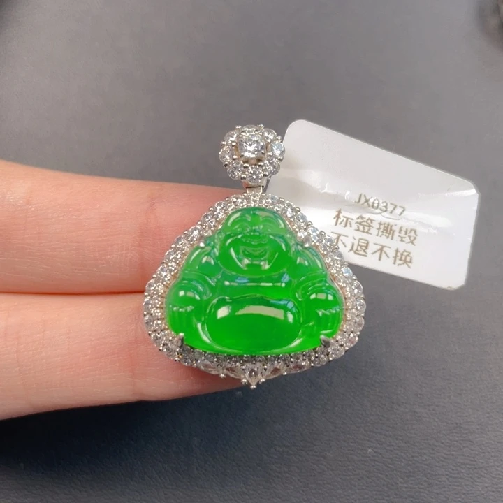 翡翠银S925镶嵌吊坠(不含链)