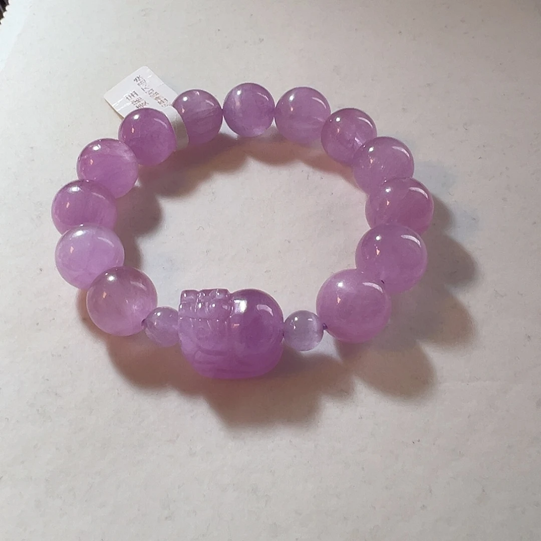 锂辉石未镶嵌手串冰紫貔貅设计款猫眼紫锂辉手串
