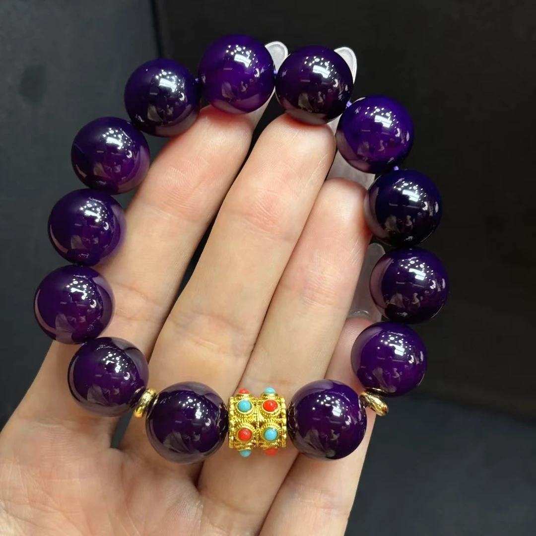 面面来财珠宝S7360卡14左右-紫衫淳玛瑙紫手串-