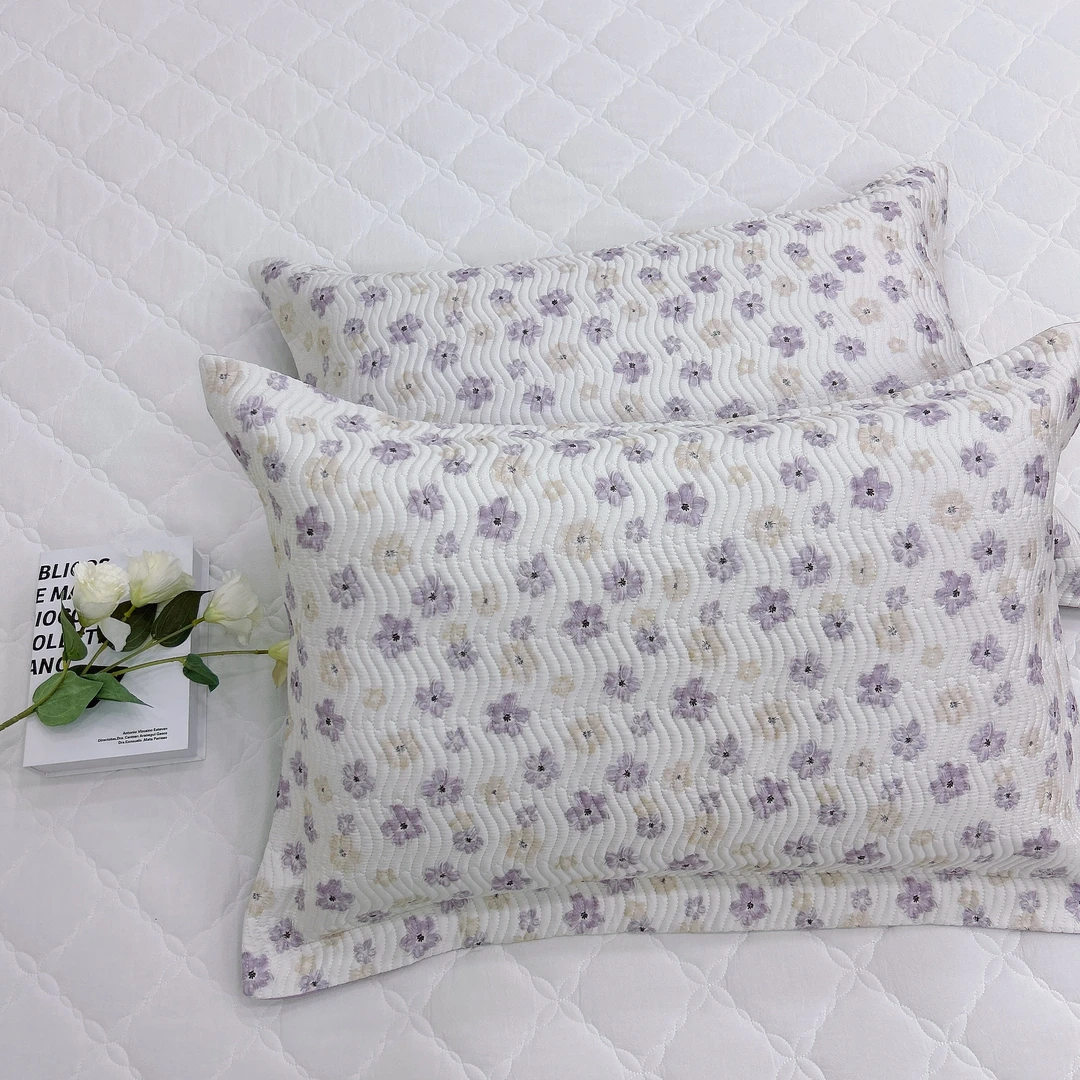 有瑟【木槿花-天丝枕套】高端 简约风天丝 莱赛尔 活性印花枕套一对