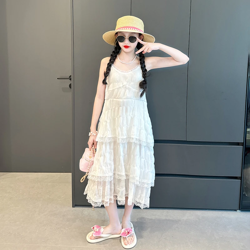 女童裙子2025新款儿童夏季海边度假沙滩裙女孩夏装韩版网红蛋糕裙