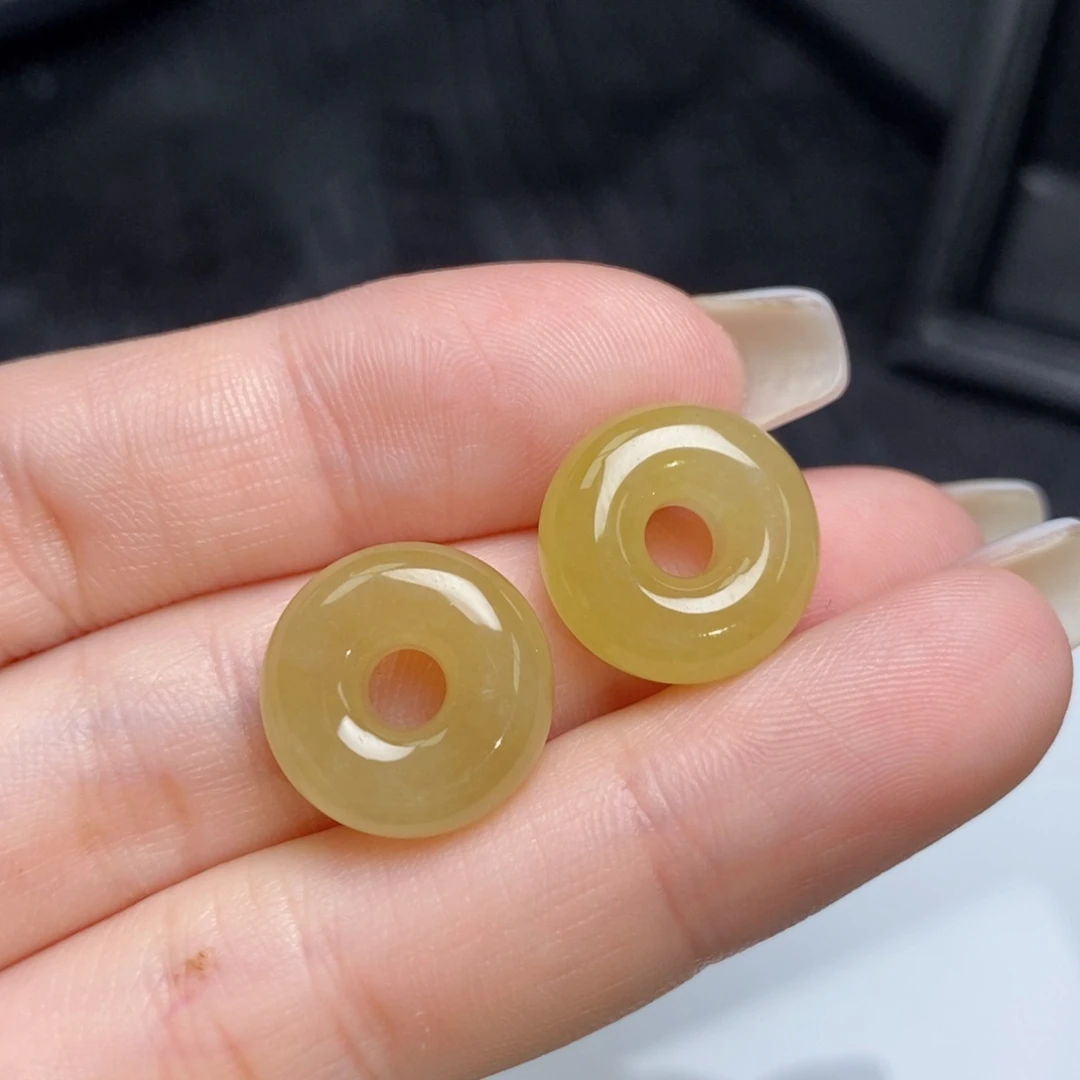翡翠未镶嵌耳饰冰黄翡甜甜圈