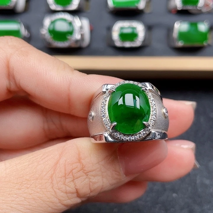翡翠银S925镶嵌戒指编号1874没运费险