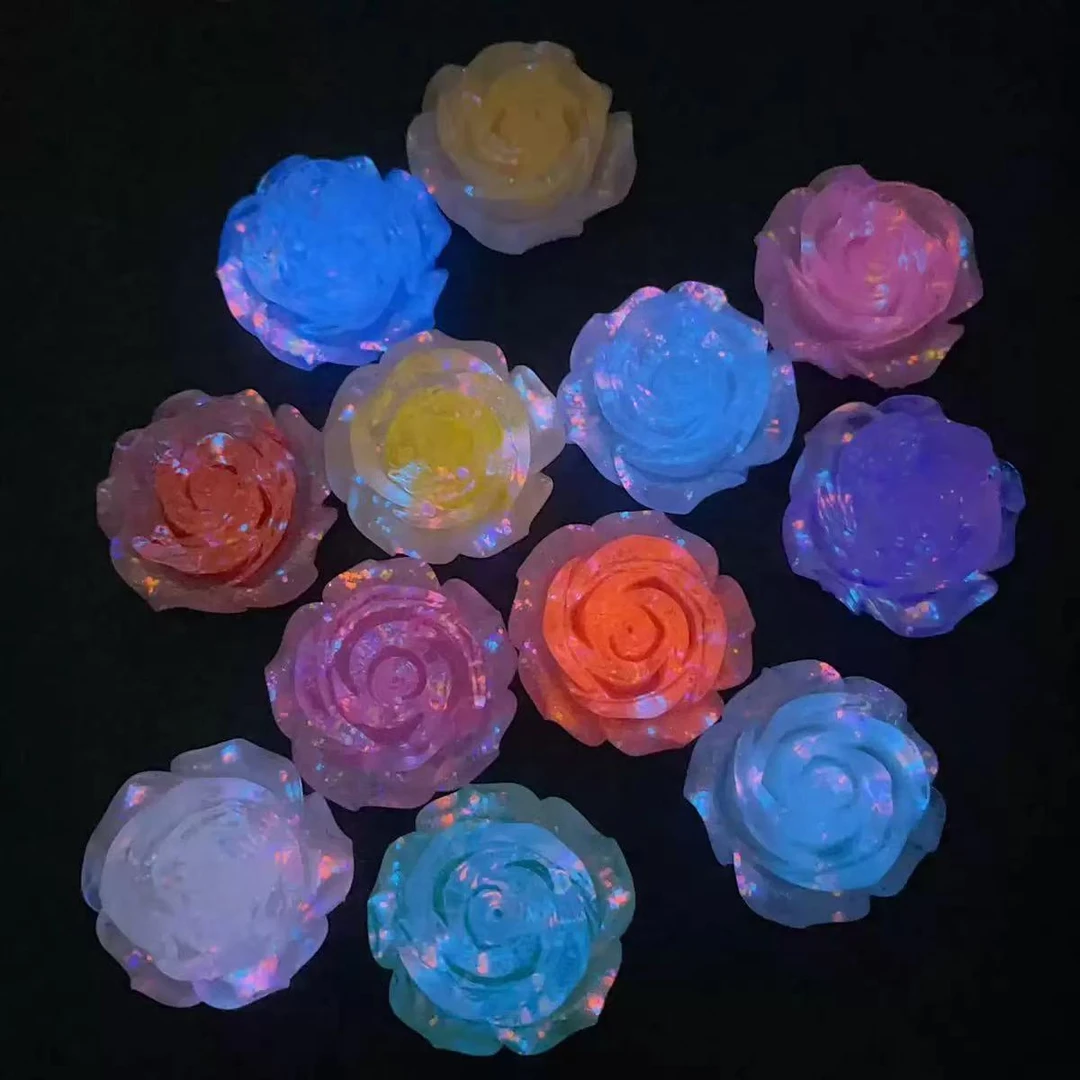 （直播拆）树脂夜光花花手工diy饰品