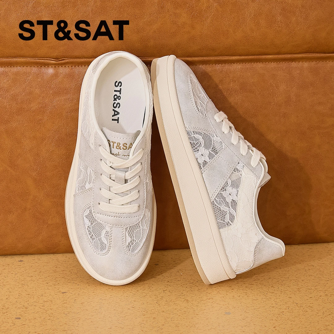 星期六夏款休闲鞋子女款爆款2025新款网面透气厚底小白鞋女鞋板鞋