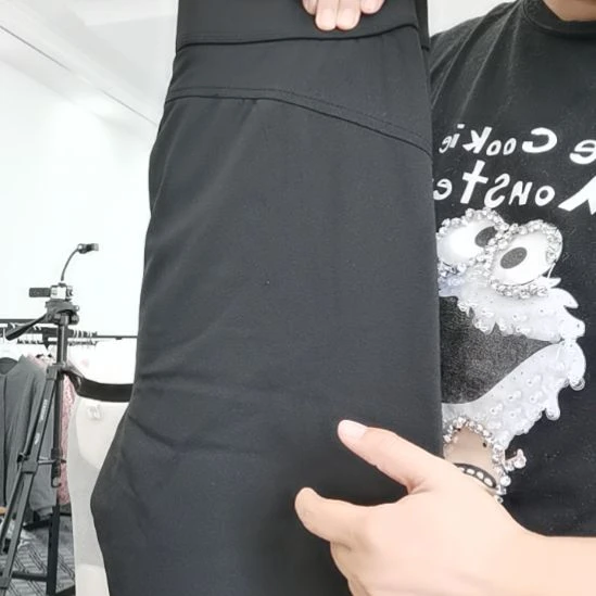 黑色驼绒裤孤品微瑕弹力大