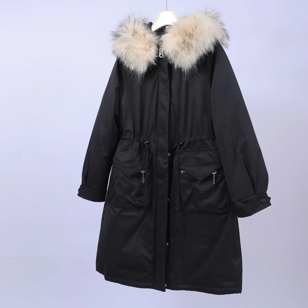 朗系列-K11Y-58717 女士休闲冬季时尚百搭纯色连帽中长款羽绒服