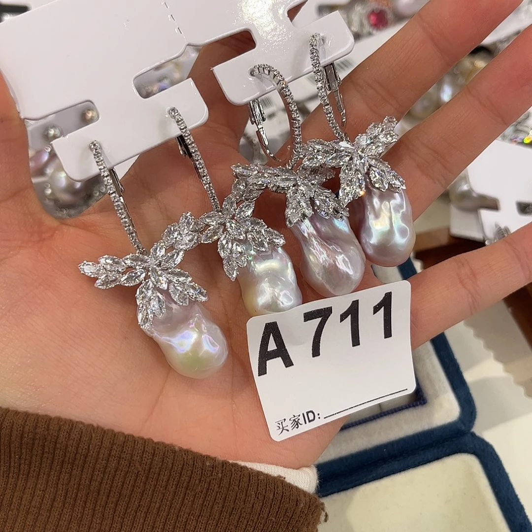 合金淡水珍珠耳饰