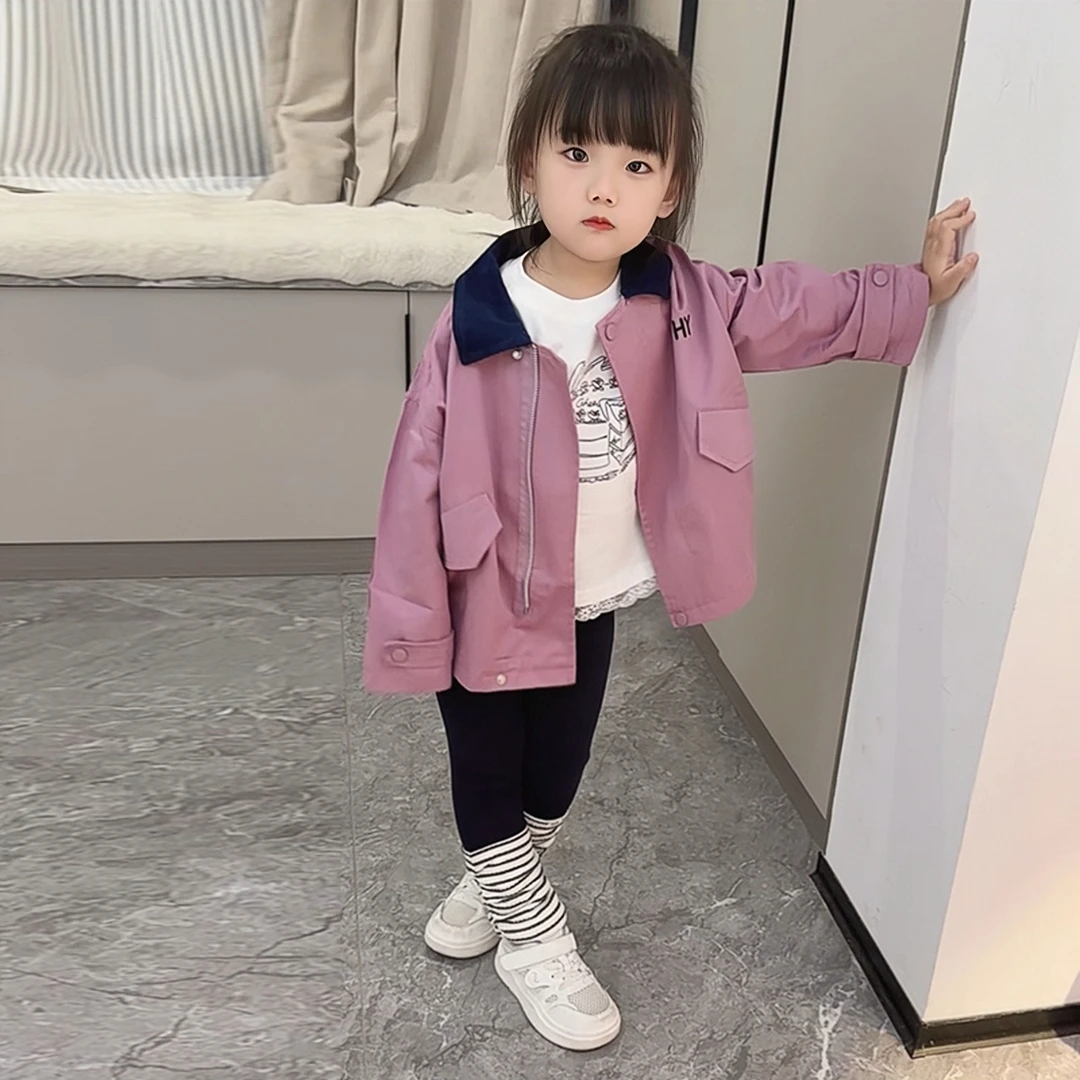 2025秋季女童韩版风衣外套儿童洋气时髦夹克上衣童装秋装百搭外套