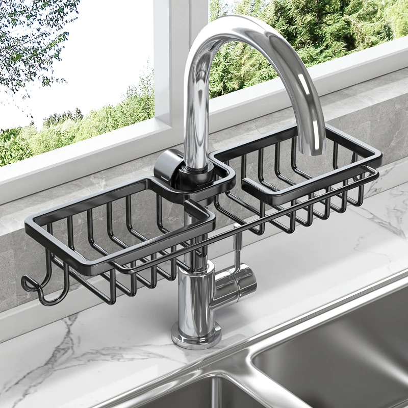 厨房水龙头置物架海绵刷百洁布抹布收纳架洗碗洗菜池水槽架沥水篮
