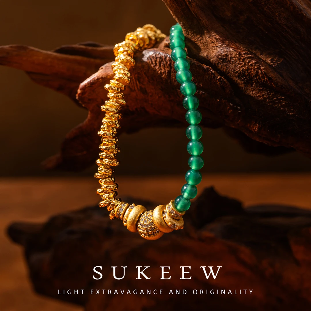 SUKEEW/酥可【流光绿境】新中式盘缠绿珠手链286101