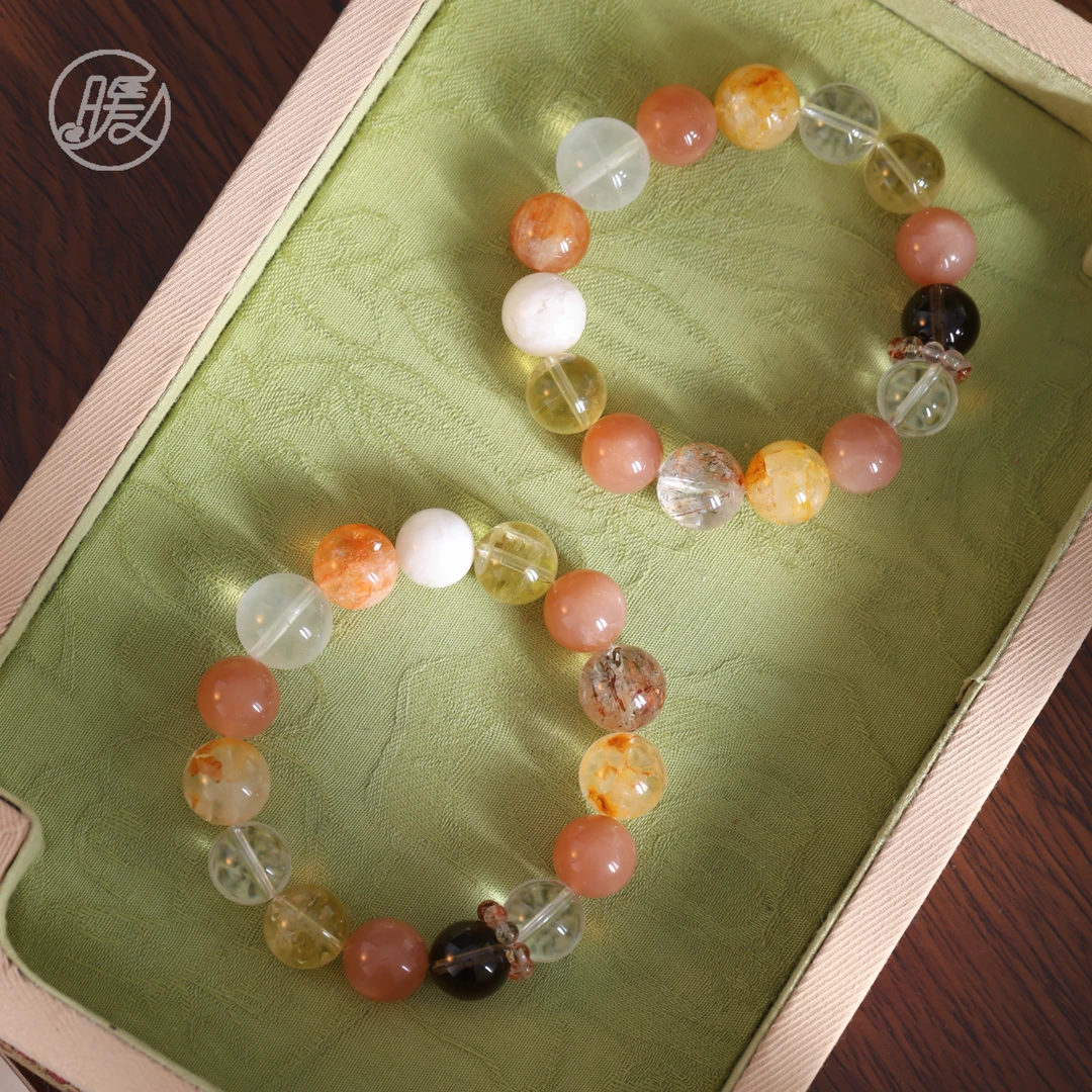 单圈水晶多宝手串12mm搭配跑环手链F6004多样性发一