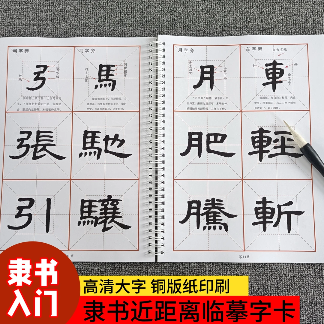 初学者毛笔字《隶书入门教程》铜版纸环装近距离临摹字帖 01