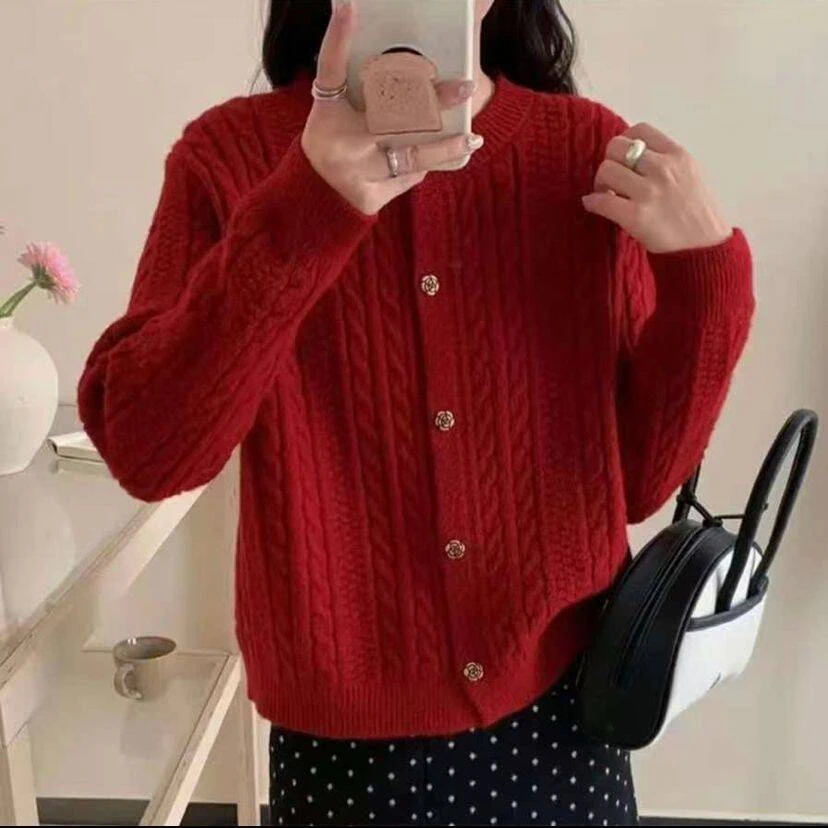 春季新款时尚高级感慵懒风针织衫毛衣开衫气质显瘦洋气小个子外塔