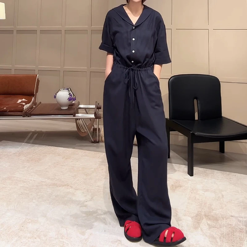 ZUOXIAOQI海军领麻料连体衣32（整体衣长148-150/胸围116-130）