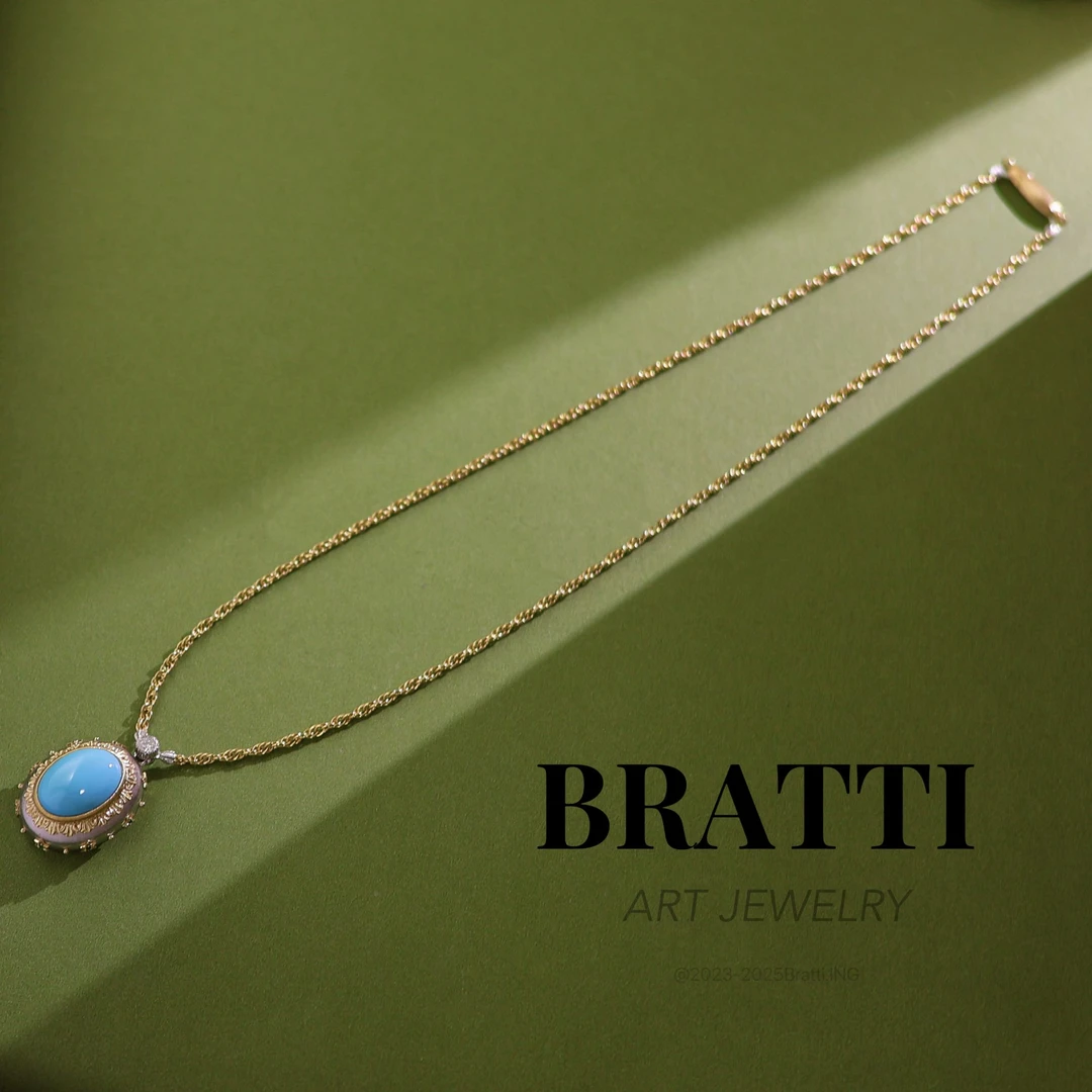 Bratti珠宝18K金“鸡尾酒”美国原矿绿松石钻石项链-（41cm）KX250904