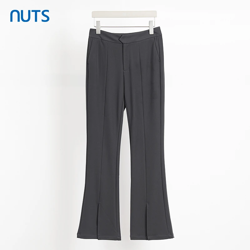 NUTS商场同款夏季纯色简约气质修身微喇休闲长裤424072235