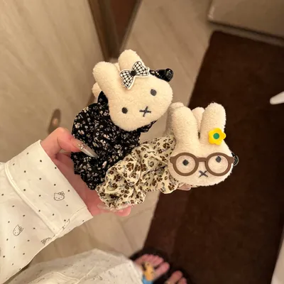 奶咖碎花大号米菲兔巨显发量多香蕉夹后脑勺盘发少女百搭精致发饰